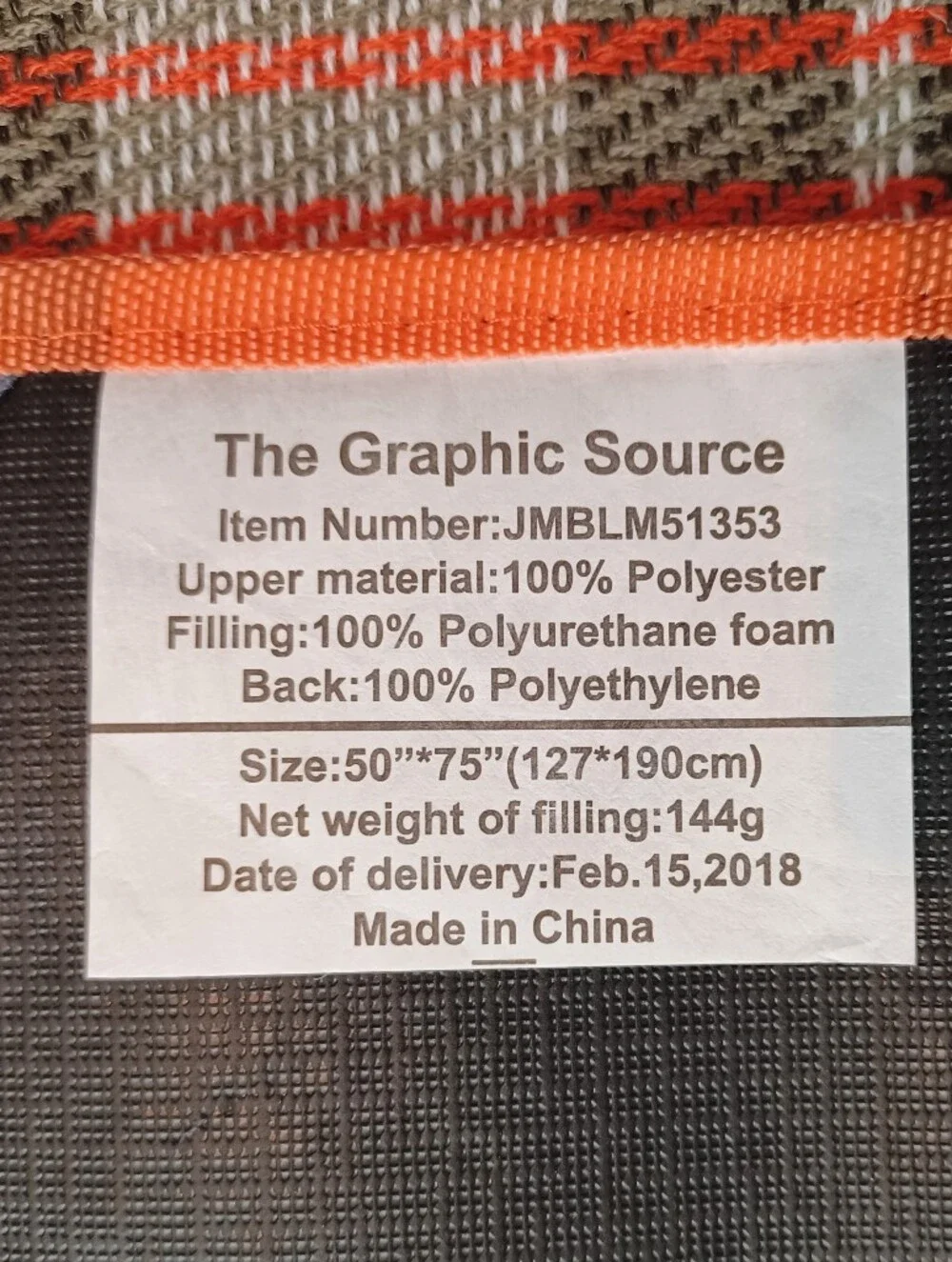 NWOT AAA Picnic Blanket Lightweight Green & Orange Plaid New Large 75